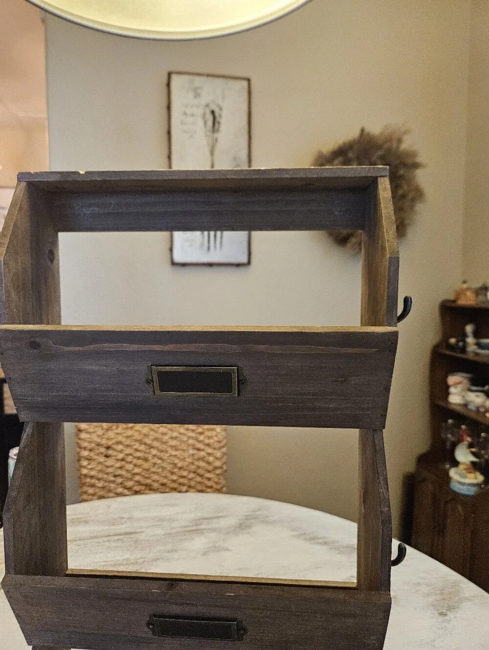 Rustic 3-Tier Wood Shelf Organizer in Dark Brown